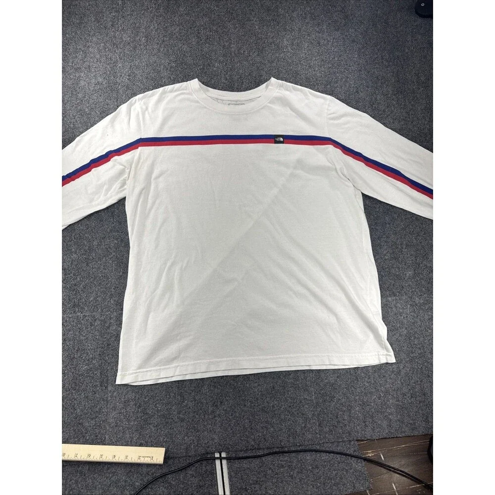 The North Face Long Sleeve T-Shirt Men's XXL White Stripe Logo Outdoor Tee